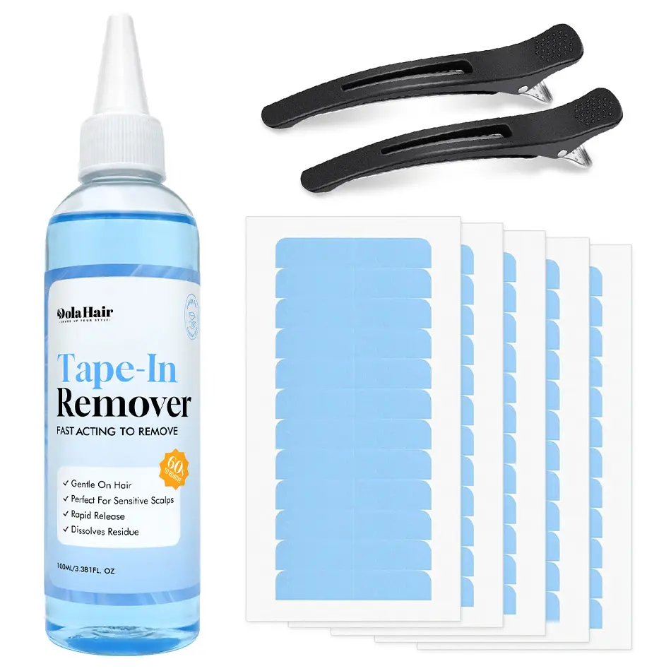 Dolahair Tape-In Hair Extension Remover Kit – Fast Acting Glue Remover with Replacement Tape Tabs & Clips for Easy Removal & Reinstall