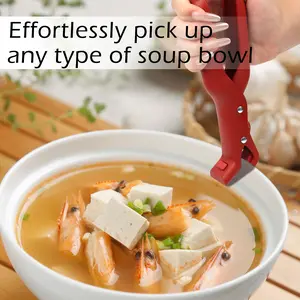 2 Counts Hot Plate Gripper, Multi-Purpose Anti-Scald Tool for Bowls, Plates, Pans, Serving as Holder, Clip, Tongs, Clamp in Kitchen Red & Green