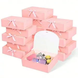 10pcs Luxury Ribbon Wedding Gift Box Set, Elegant Gift Box, Cover Included, Groom Proposal Box, Birthday Party Favor, Bridal Shower, Graduation, Valentine's Day, Gift Box Packaging