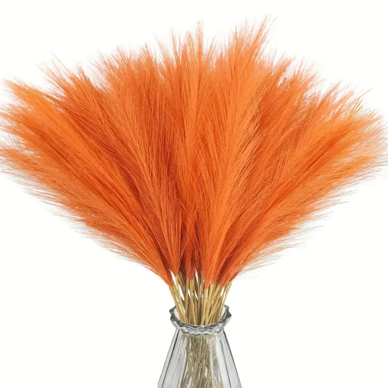 20 vibrant orange artificial reed Pampas grass, Decorative Fake Plants, artificial decoration, Thanksgiving and autumn celebrations, home and Christmas centerpiece decoration