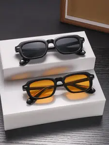 2 Pairs Men's Square Frame Sunglasses, Classic Style, Durable PC Material, Uv100 Protection, Lightweight, Ideal for Daily Commute, Trendy Frames Sunglasses, Tinted Lens Sunglasses