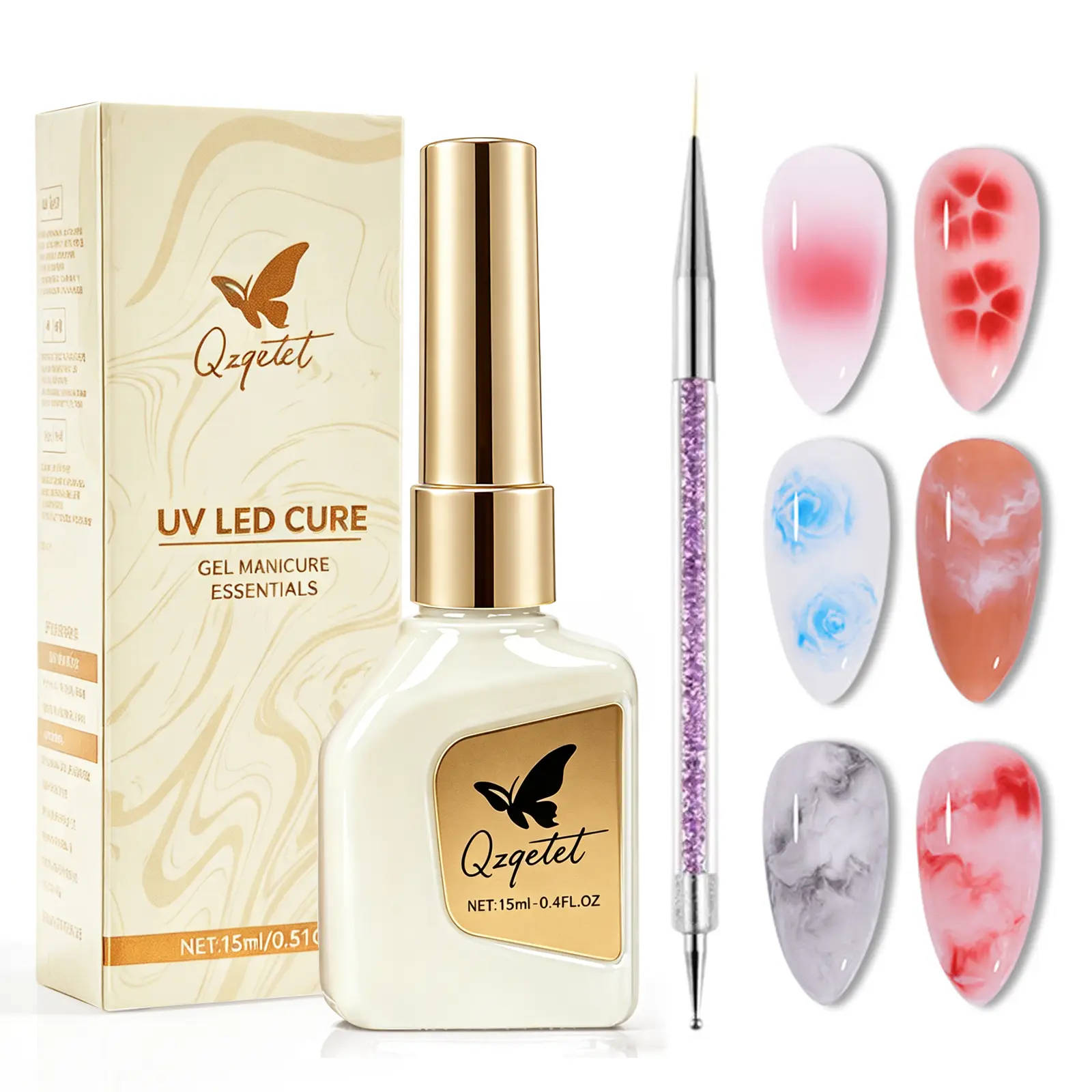 Blooming Gel Nail Polish 15ml Clear for Nail Design, Super Clear Spreading Effect UV/LED Soak Off Gel for Marble Natural Stone Floral Watercolor Nail Art, DIY Home Salon Manicure