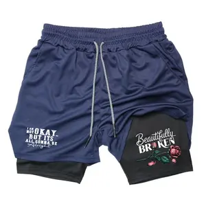 Beautifully Broken Rose Flower Men's Graphic with Liner Drawstring Elastic Y2K Waisted Gym Running 2 in 1 Workout Athletic Shorts