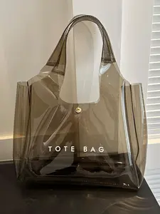 Transparent Tote Bag, Fashionable Large Capacity Shoulder Bag for Women, Casual Trendy Versatile High-quality Daily Commuting Bag, Girl Fashionable Bag