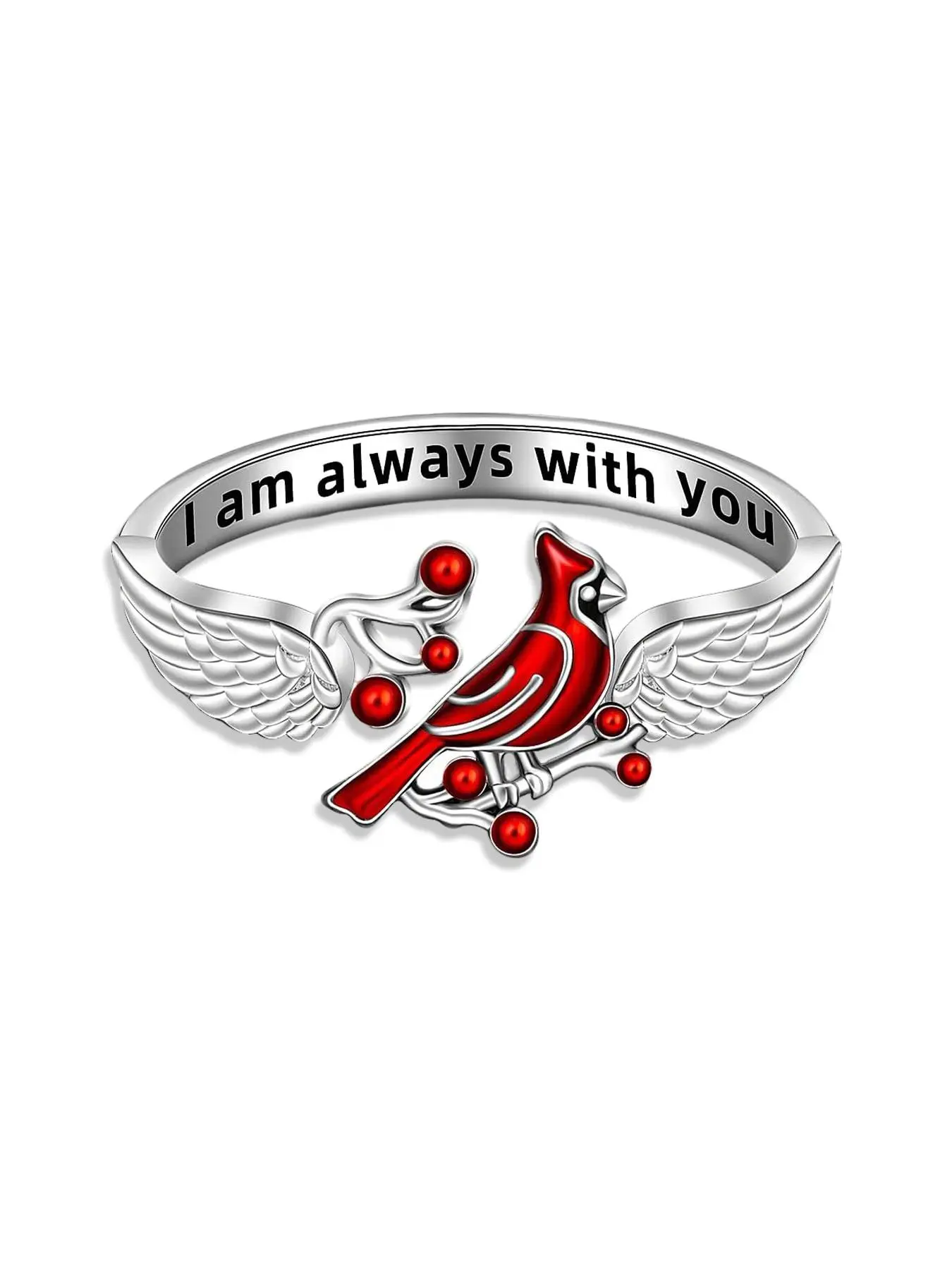 1 piece of s925 sterling silver Cardinal Angel Wing Ring, ladies' jewelry adjustable feather ring suitable for Valentine's Day and Christmas gifts for girlfriends, Engagement Rings, Unique Rings