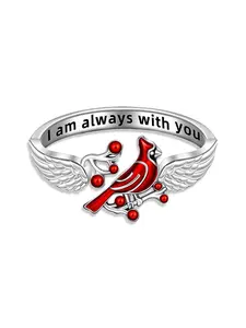 1 piece of s925 sterling silver Cardinal Angel Wing Ring, ladies' jewelry adjustable feather ring suitable for Valentine's Day and Christmas gifts for girlfriends, Engagement Rings, Unique Rings