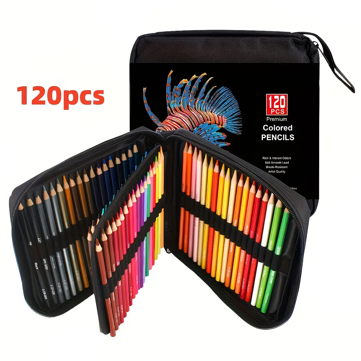 120pcs Durable Colored Pencil Kit with Shockproof Extra-Large Capacity Portable Canvas Case, Detachable Shoulder Strap for Easy Carrying, Professional Artists’ Drawing & Sketching Use, Durability