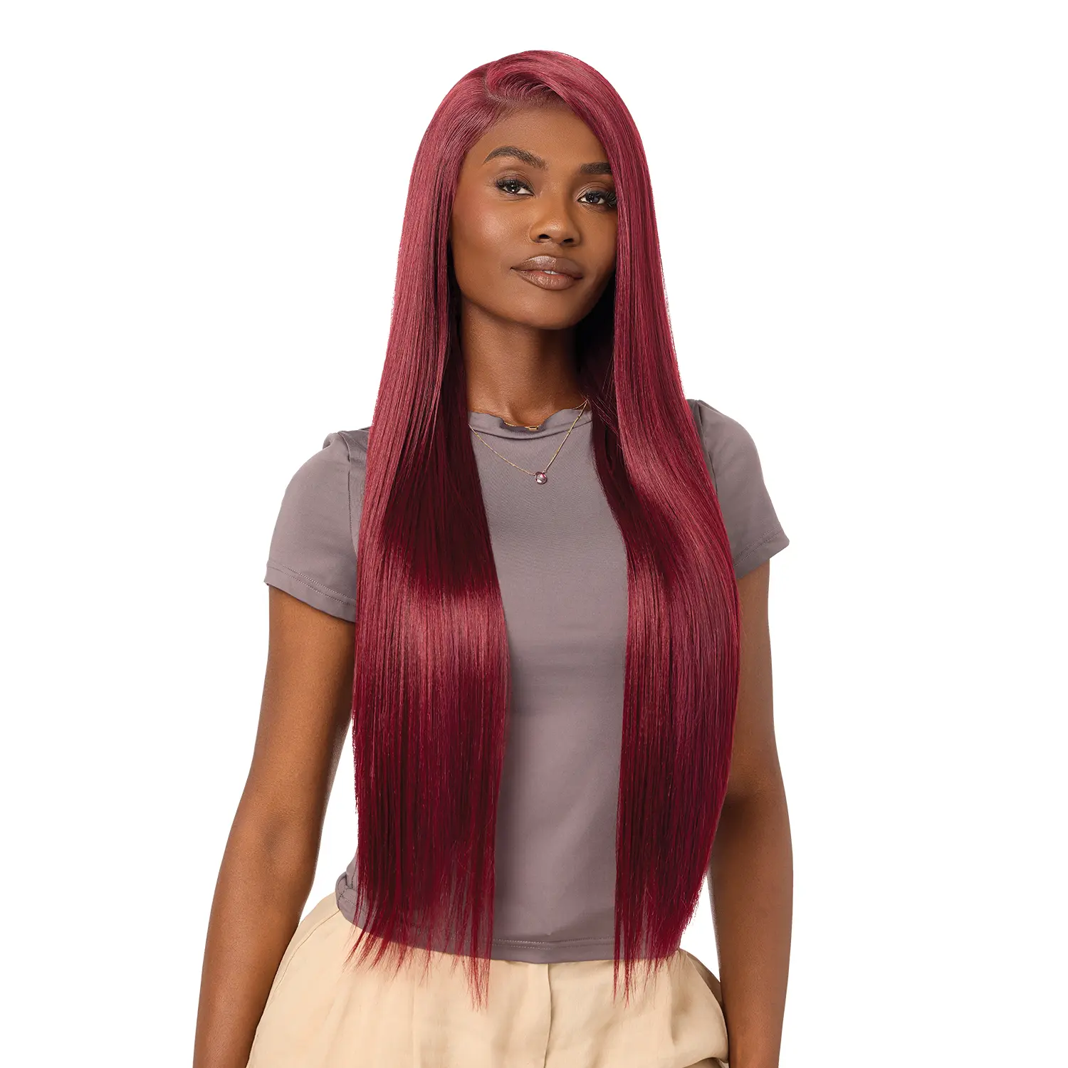 Outre HD Lace Frontal 13X6 Glueless Fully Hand-Tied Synthetic Wig - Perfect Hairline, Natural Looking, Adjustable Elastic, Combs Stay Put, Heat-Friendly for Curls (OnVybes 5), Pre Plucked Wigs