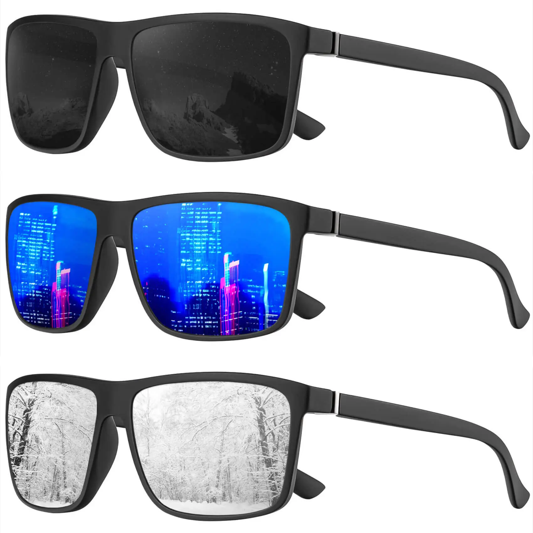 (3 Pack) Black/Dark Blue/Silver