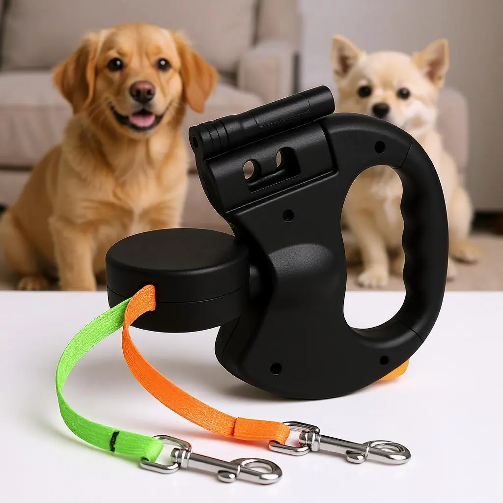 Tangle-Free Dual Dog Leash with 360° Swivel Head – For 2 Medium -large Dogs (30 lbs), 10ft Retractable Leash, Lightweight Anti-Wear Handle, Dogaccessories,Puppy essentials, No Tangle Leash, Retractable Dual Leash