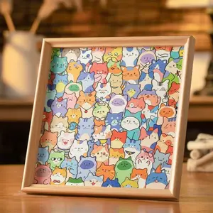 80-Piece Wooden Irregular Puzzle + 24 Free Coloring Pens Cat DIY Coloring Puzzle Kit | Stress-Relief Craft Toy | Creative Birthday & Valentine’s Gift