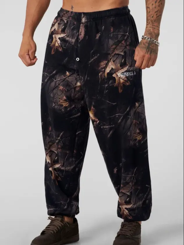 YOUNGLA Tree Camo Baggy Joggers, Men's Camouflage Sweatpants, Relaxed Wide-Leg Workout Pants, Athletic Training, Lounge & Streetwear