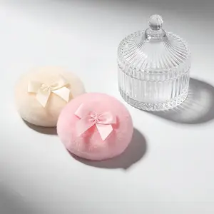 Large Body Powder Puff and Container Set - 2/3PCS Soft Washable Reusable Velour Face Body Glitter Puffs for Wet Dry Makeup Application