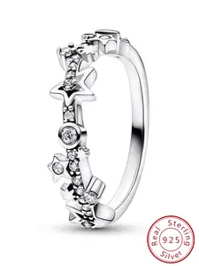 S925 Sterling Silver Star Design Ring, Fashion Jewelry for Party, Daily Clothing Decor, Trendy All-match & Exquisite Jewelry for Birthday Gift, Statement Multi Ring