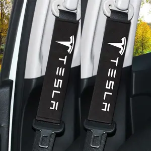2pcs Car Seat Belt Shoulder Pads, Breathable Safety Belt Cover, Compatible with Tesla Model 3 S Y Roadster, Car Interior Accessories