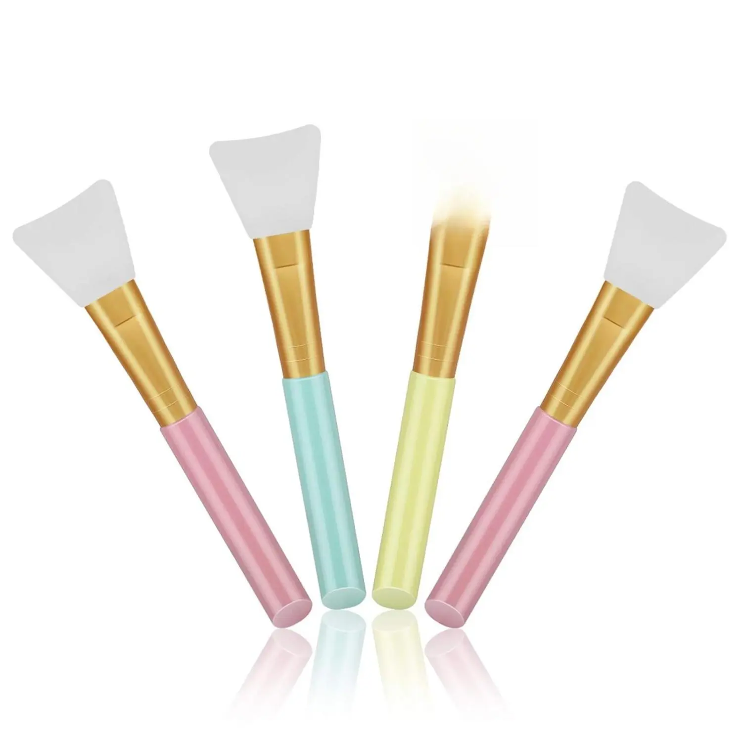 4-Piece Silicone Face Mask Applicator Multi-Pack, Flexible Facial Spatulas for Smooth Application - Water-Cleanable, Unscented Skincare Tools for All Skin Types with Storage Compatibility, Acrylic, 4‑Pieces