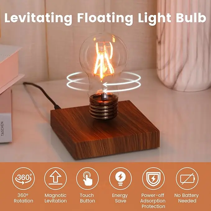 Magnetic Levitation Light Bulb – Floating LED Desk Lamp for Room Accessories, One Piece Style Gift, Graduation, Halloween, Christmas Decoration