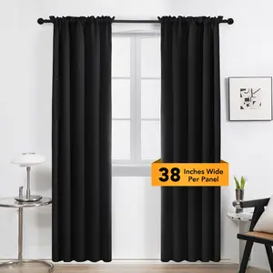 Room Decor Solid Color Curtains, 2 Panels (38 Inch Width, Multi-Size) – Modern Blackout Drapes, Christmas Decor, Home Decoration for Living Room, Bedroom, Summer Home, Christmas Gifts & Decorations