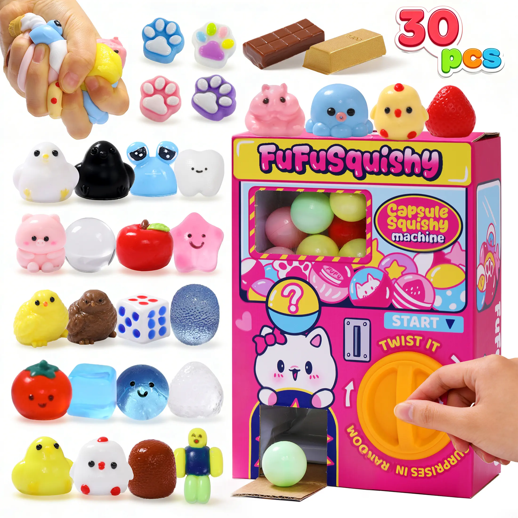 FUFUSQUISHY 30pcs Squishy Capsule Toy Machine squishy toys