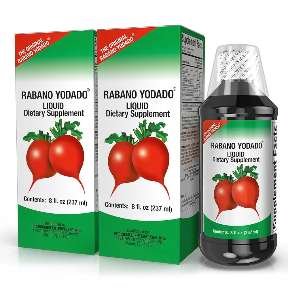 RABANO YODADO Iodine-Rich Edible Liquid Radish Dietary Supplement (2 Packs, 8 Fl Oz Each) - Core Nutrient Complex with B Vitamins, Energy Boost, Focus Support, Metabolism Aid, Vitality Lift for Adults' Digestive & Cellular Energy Vitamins Supplements
