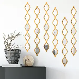 6 count  Teardrop Mirror Decor - Narrow Wall Decor Boho  Wall Art for Apartment Home Living Room Bathroom Bedroom Hallway ( Edge)