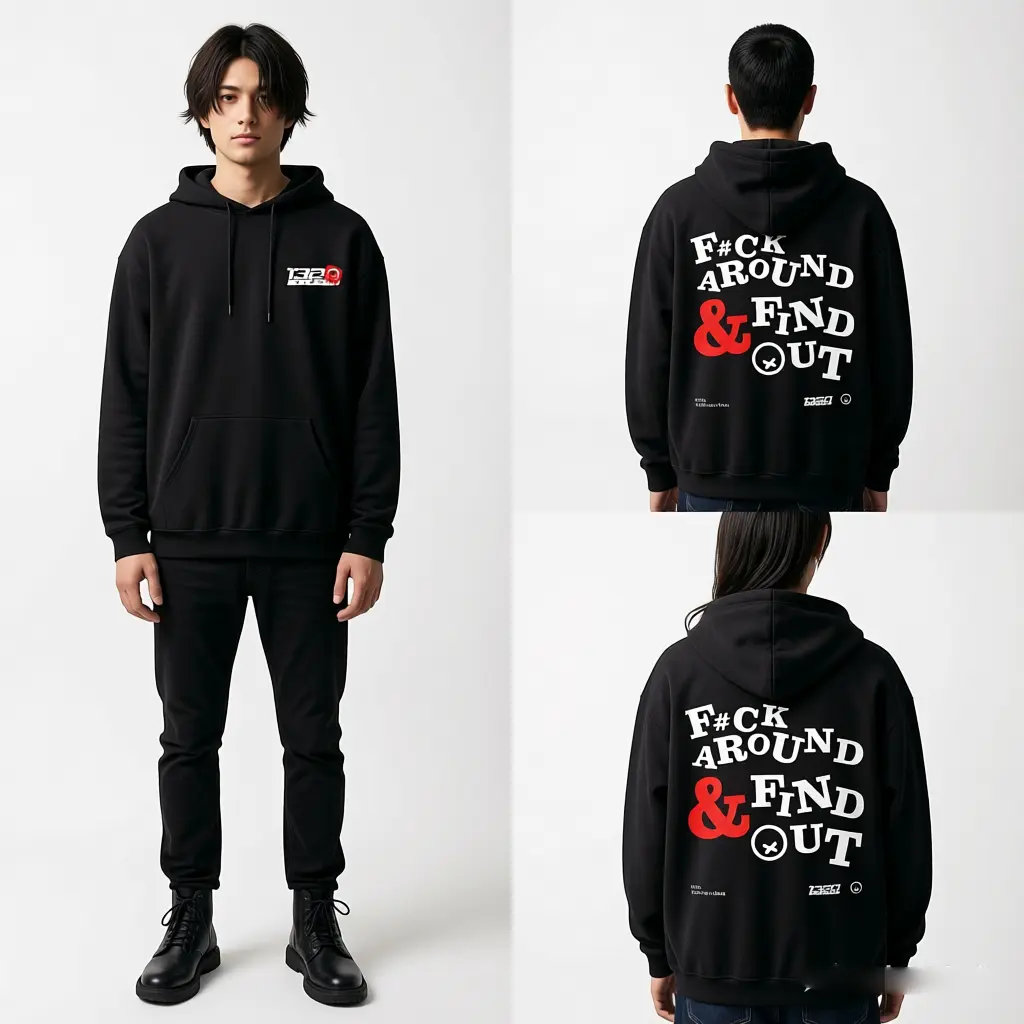 Men's Bold Attitude Biker Graphic Hoodie - Menswear, Medium Length Black Long Sleeve, Fitted Edgy Look Vibe, Casual Outdoors Pullover Sweatshirt, Bold Graphic, Machine Wash, Foldable Hang, Poly-Cotton, Unisex Sizes