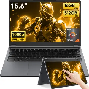 TPV 15.6" FHD IPS Touchscreen 360-Degree Rotatable Yoga Laptop Computer, AMD Ryzen R3 3200U (Up to 3.5 GHz), Radeon Vega 3, 16GB RAM, 512GB SSD, Windows 11 Pro, Office Suite, 2.4G&5G WiFi, Bluetooth 5.0, Blacklit Keyboard