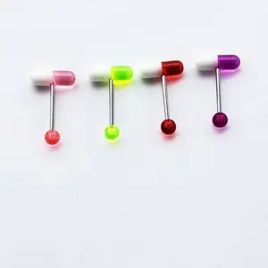 14g tongue barbell, surgical steel body jewelry