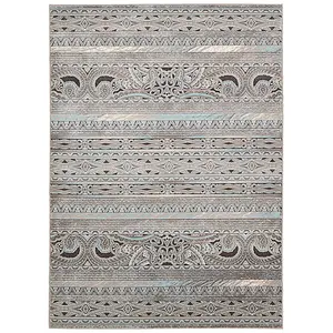 Nourison Karma KRM03 Stone Cool-Toned Earth-Tone Multi-Design Oblong Area Rug, 3'9"x5'9" - for Home Living Spaces, Cool-Toned Area Rugs, Earth-Tone Area Rugs