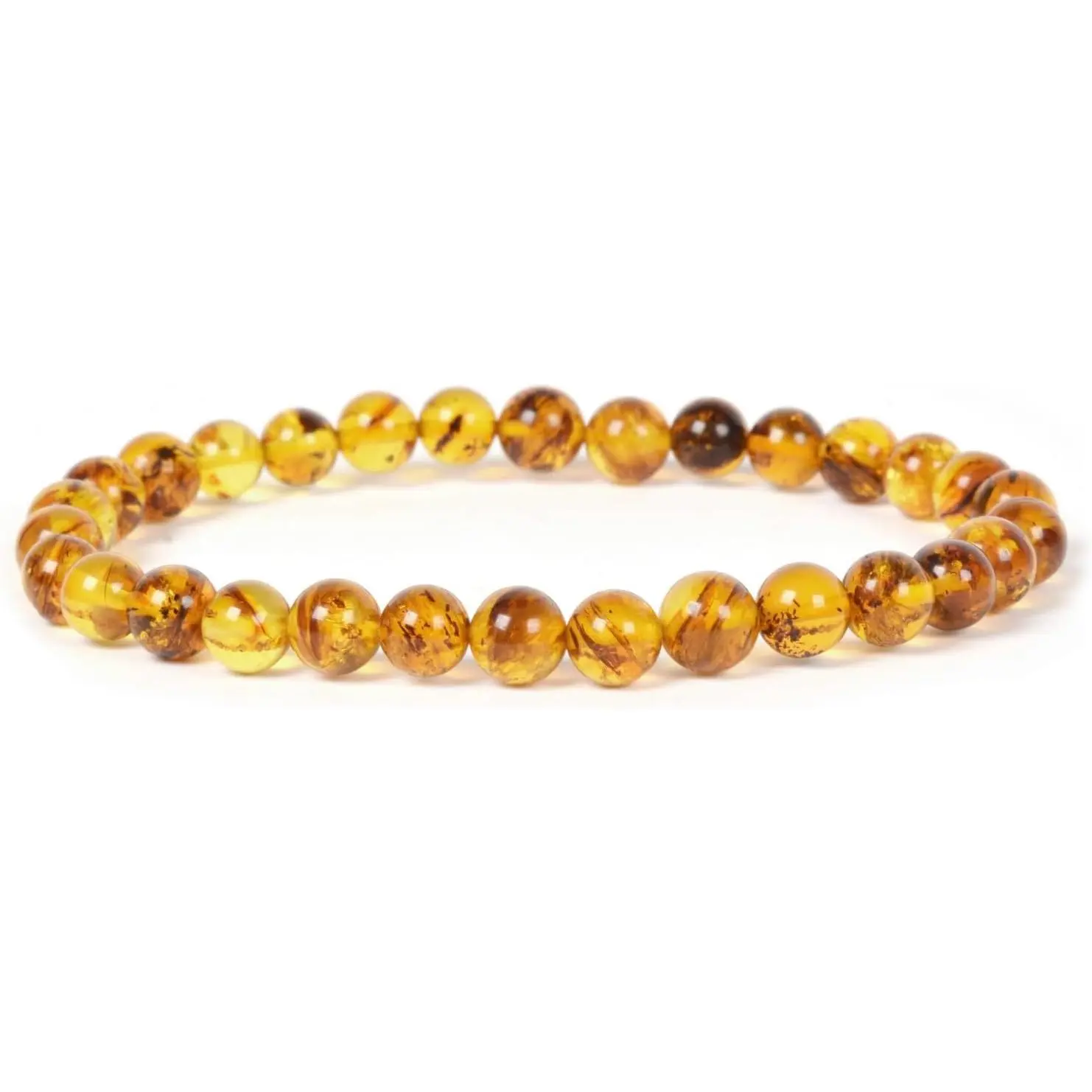 Natural Baltic Amber Bracelet, High Quality 6mm Irregular Beaded Unisex Stretch Band, Crystal Healing Jewelry, High Quality Bracelet, Unique Beads, Elastic String, Irregular Freeform, 6Mm Freeform Cube Square Honey Wax