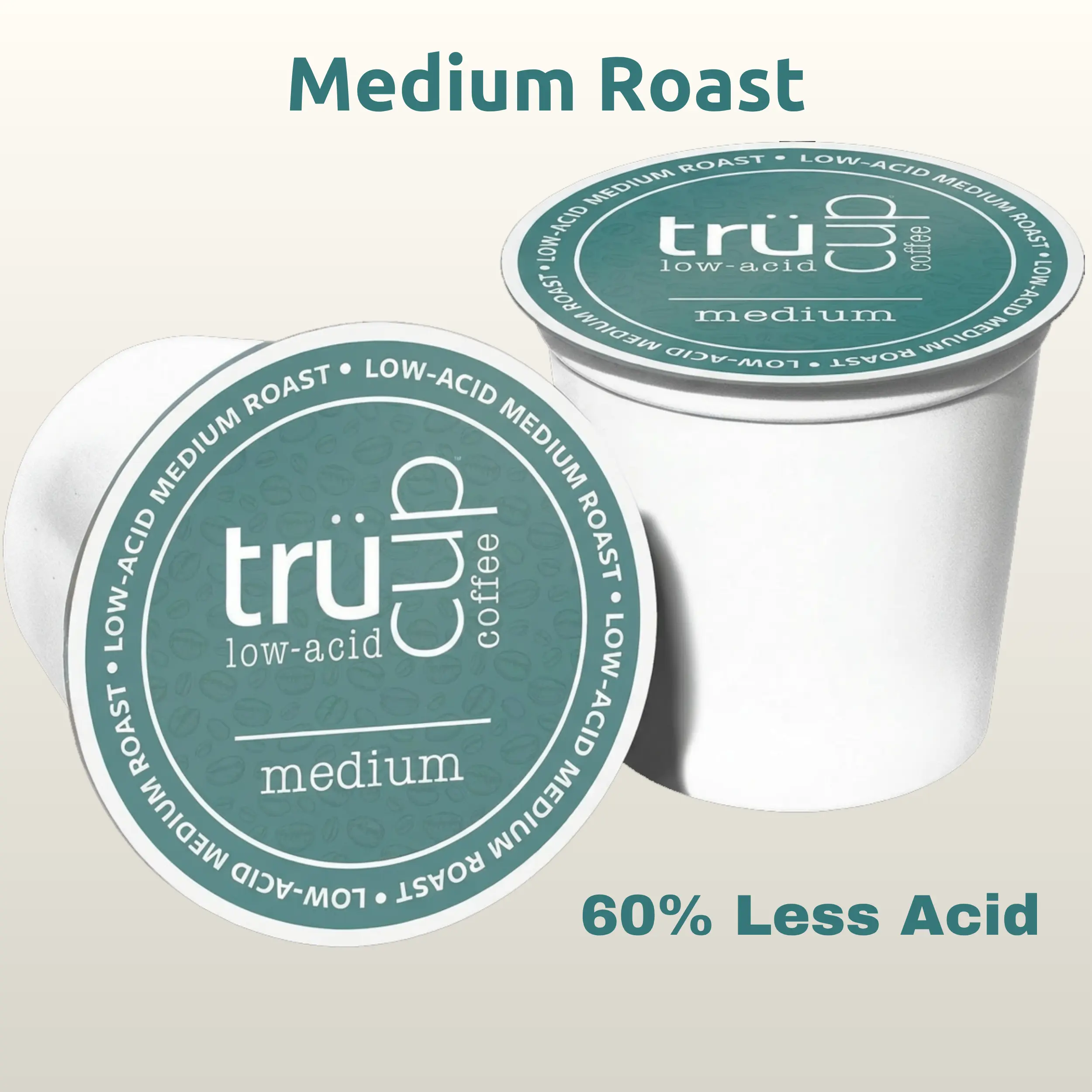 trücup Low Acid Coffee Pods, Medium Roast – 48 Count Single Serve K Cups – Caramel & Nutty Notes, Easy on the Stomach – Keurig Compatible