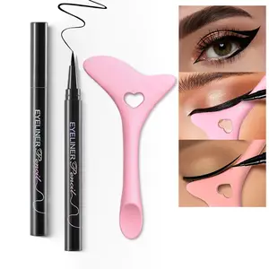 12pcs Black Liquid Eyeliner Pencil With Eye Makeup Aid Tool Set Long Lasting Anti Smudge Water Proof Easy To Apply Suitable For Beginners Cosmetic