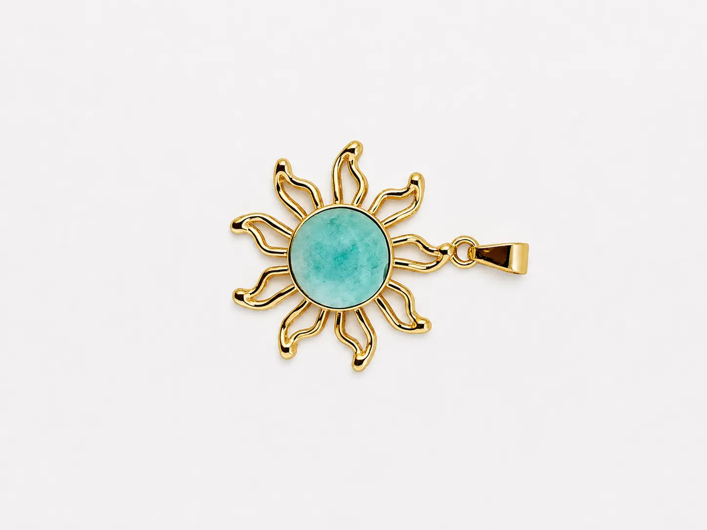 Genuine Dominican Larimar Sun Pendant – Ocean Blue Gem | Waterproof Everyday Jewelry (Pendant Only)