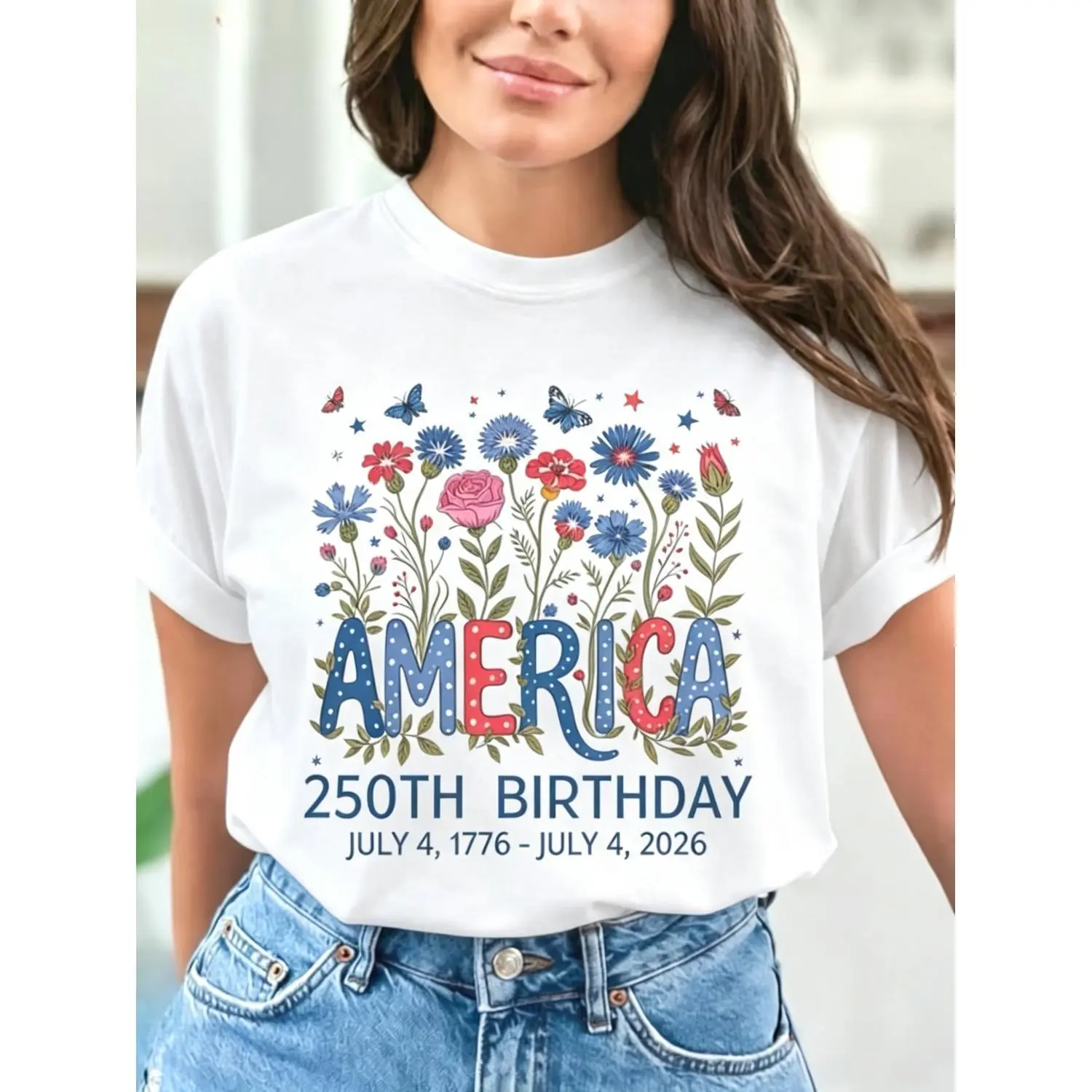 America 250th Birthday Shirt July 4 2026 USA Tee 250 Years TShirt Comfortable Casual Wear Gift for Family and Friends July 4th Celebration Costume