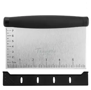 TIKA Stainless Steel Dough Bench Scraper and Griddle Chopper with Measuring Scale for Bread and Pizza Dough