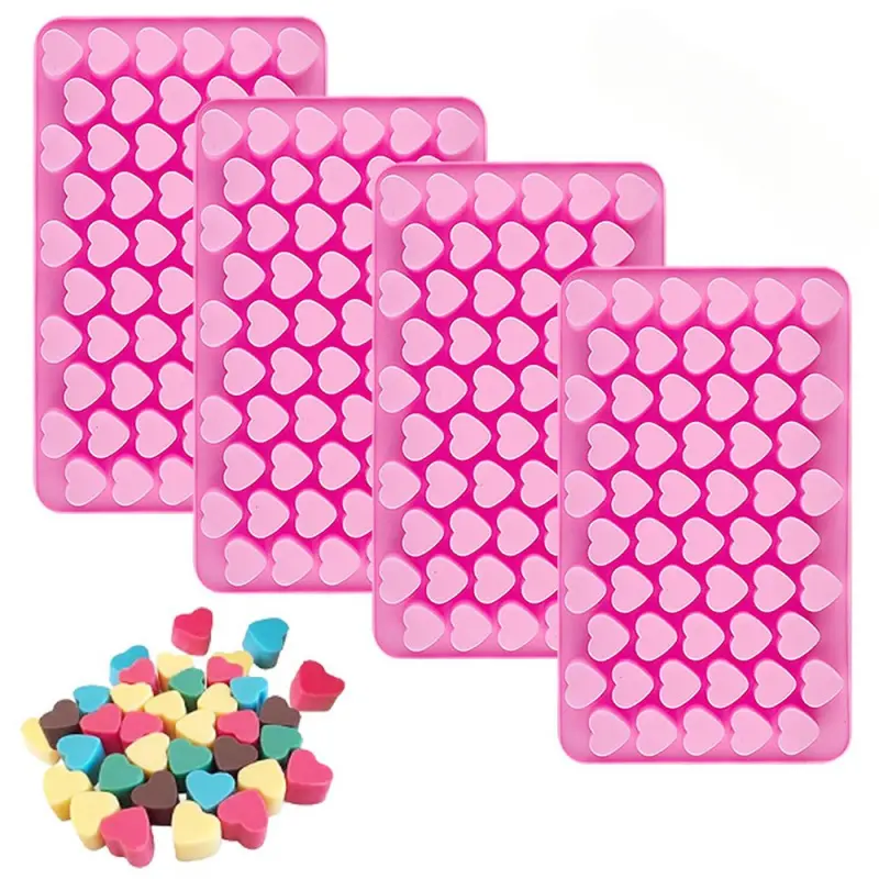 4 pieces of 55 heart-shaped silicone molds, DIY heart-shaped resin soap molds, Soap Making Supplies, handmade Crafts, aromatherapy candle making kit suitable for making candlelight dinner decorations, wedding souvenirs Handcraft Molding