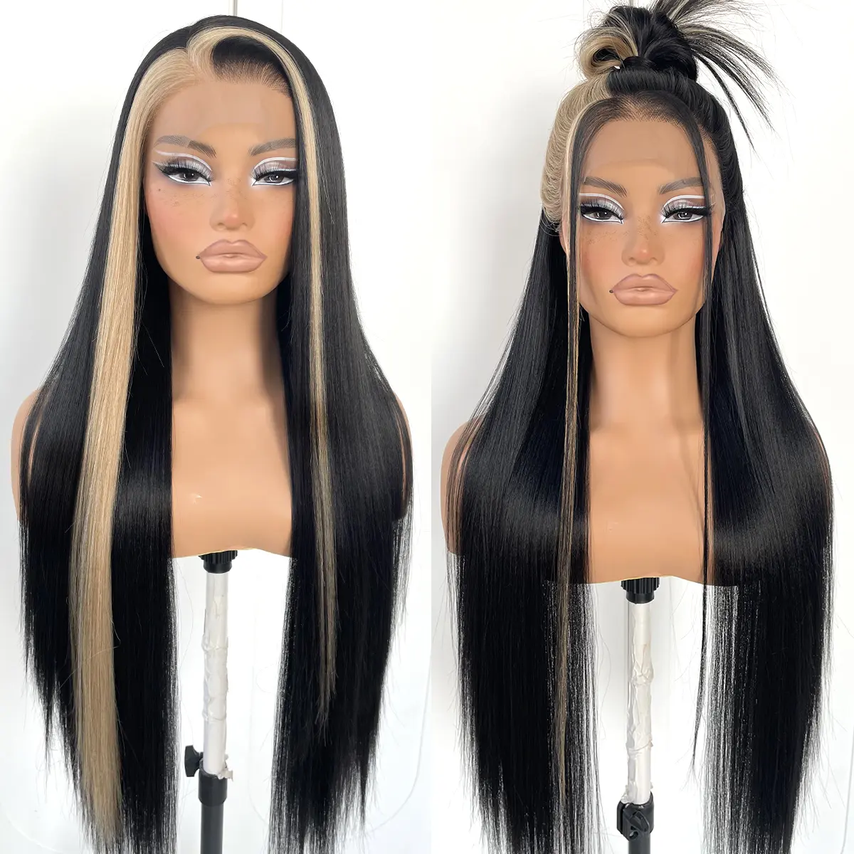 13x6 Straight HD Lace Front Wig Pre-Plucked Glueless Long Straight Blue Lace Front Wigs Synthetic Wear and Go Lace Front Wigs Glueless Hair Wigs Hd Lacefrontal Wigs