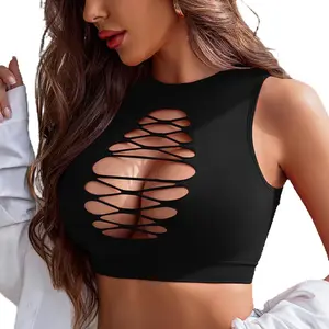 Avidlove Women's Fishnet Top Hot Cut Out Crop Short Hollow Out Cropped Tank Top(S M L) SpringStatements Fit Sleeveless