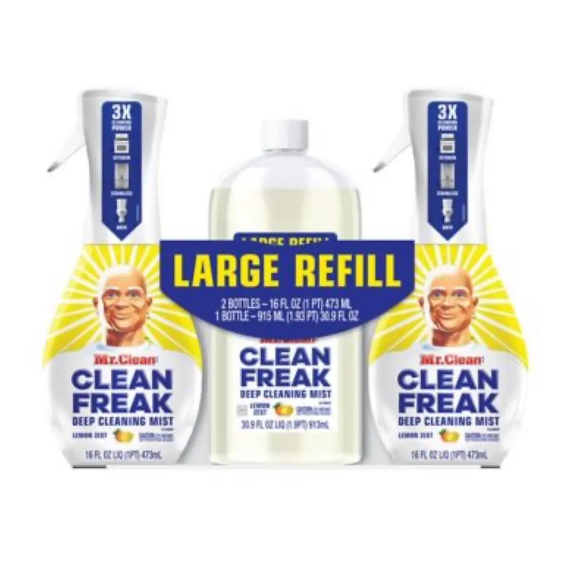 Mr.clean clean freak deep cleaning mist multi -surface spray with febreze lemon zest scent starter kit and refill bundle pack