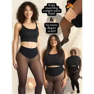 NEW COMPRESSION BAND & ONE SEAM OPTION! THE ORIGINAL MAGIC FLEECE LINED LEGGINGS - XXS TO 3XL - 4 SHADES - CLOSED FOOT - Fleece Tights Available in Plus Size and Light to Brown Fur Womenswear Basic