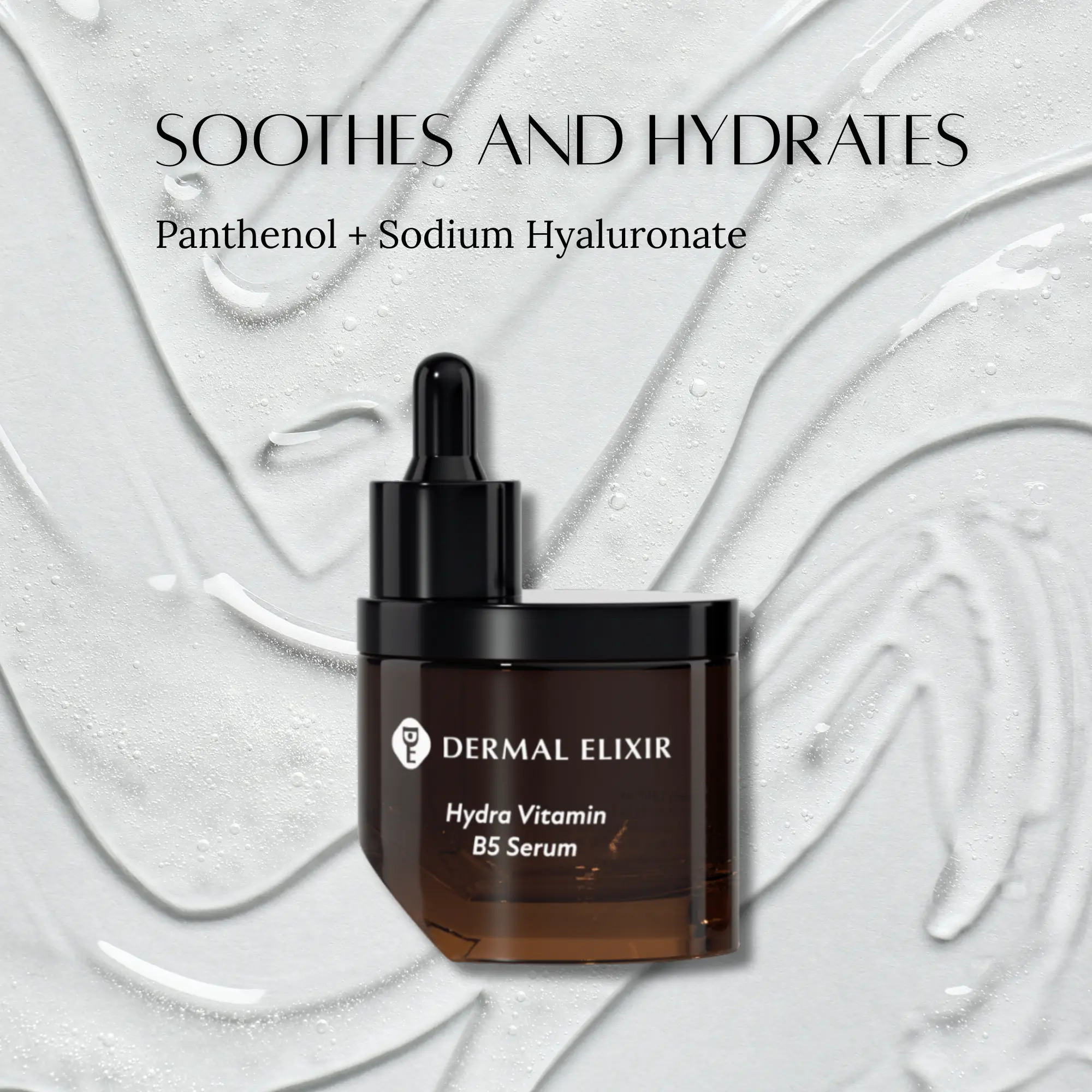 Dermal Elixir Hydra Vitamin B5 Serum with Hyaluronic Acid | Lightweight Face Moisturizer for Post-Treatment Calm & Sensitive Skin | 40ml Dropper