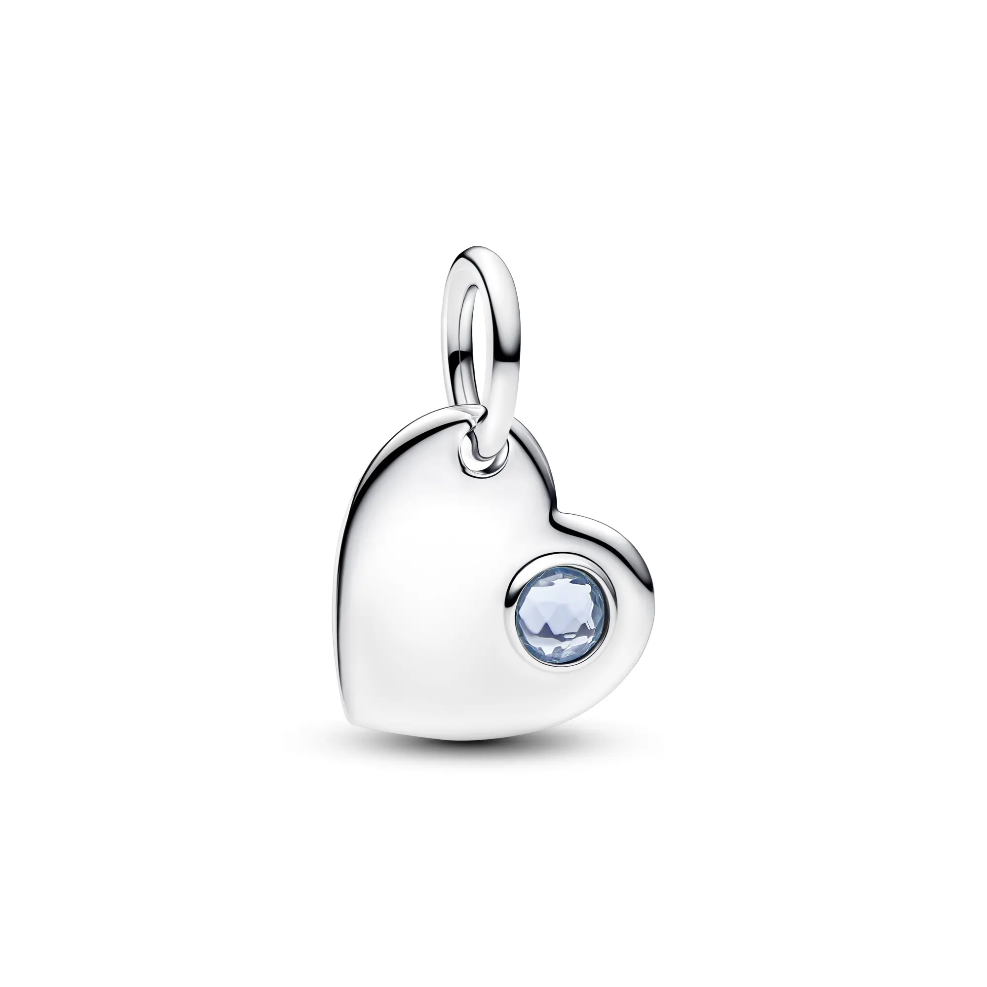 Pandora March Engravable Aqua Blue Stone Heart Dangle Charm 794295C03 - Engravable Back, Man-Made Crystal, Custom Engraved, Crystal-Shaped, Blue Stone Charms & Pendants, Custom Engraved Charms & Pendants, Adults