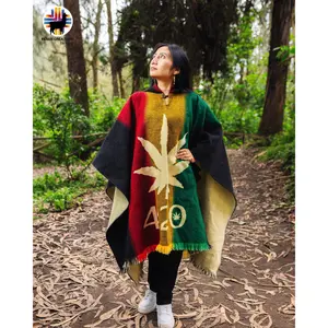 Rasta Style Alpaca Poncho 4.20 - Soft and Comfortable Material, Ideal for Layering, Versatile Design for Various Occasions
