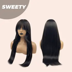 JBEXTENSION 28 Inches Midnight Brown( Black/Brown) Wig With Bangs SWEETY