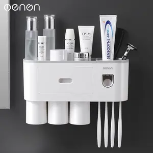 Creative toothbrush shelf, no punching, mouthwash, brushing cup, wall-mounted bathroom storage, automatic toothpaste squeezer toothbrush sterilizer