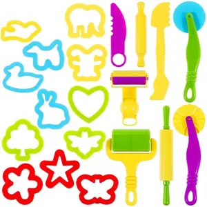 Dough Tools Set for Kids 20 PCS Dough Play Tools with Animal Cutters, Rolling Pins, Rollers, Random Color