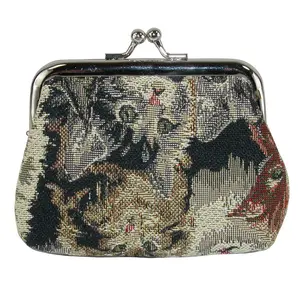 CTM Women's Cat Print Tapestry Coin Purse Wallet