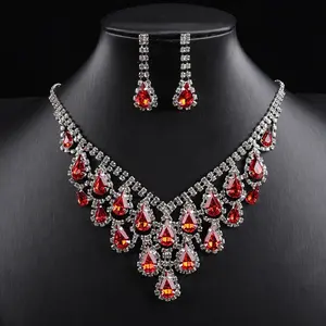 Premium Geometric Water Drop Fringe Diamond-Set Collarbone Chain, Matching Jewelry Set – Temperament Fashionable Elegant Accessory, Free Shipping, Mother’s Day Gift Idea Jewellery Glamour Set