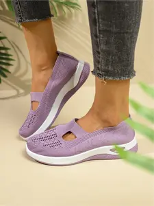 Women's Comfortable Breathable Walking Shoes, Non-Slip Mesh One-Click Sports Shoes, Arch Support Soft Sole Lightweight Footwear