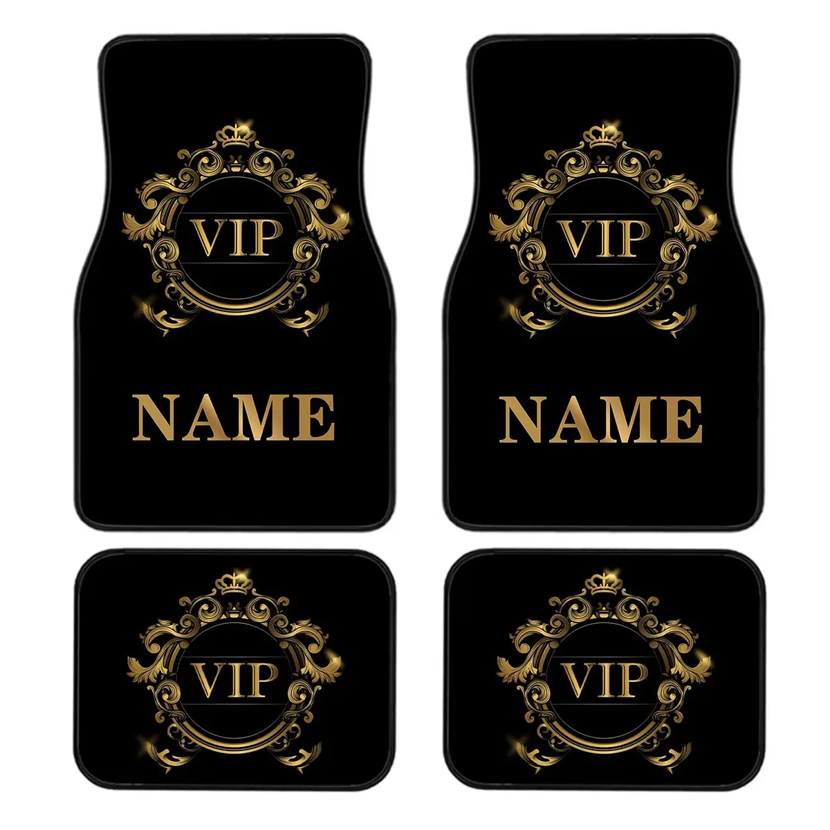 4pc Customizable Name Car Floor Mats with VIP Personalized Design Patterns - Perfect Gift for Christmas, Halloween, Father's Day, and Valentine's Day - Easy-to-clean Car Interior Accessories - Exquisite Appearance, Suitable for Sedans, Trucks, and SUVs -